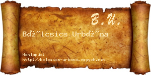 Bölcsics Urbána névjegykártya